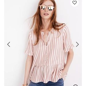 Madewell Studio Ruffle-Hem Top in Cecilia Stripe